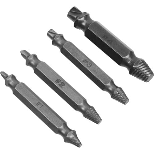 Double Side Remove Bolt Stud Extractor Tool set Damaged Screw Extractor Drill Bit DIWWORK For Metal Damaged Screw 4Pcs/set