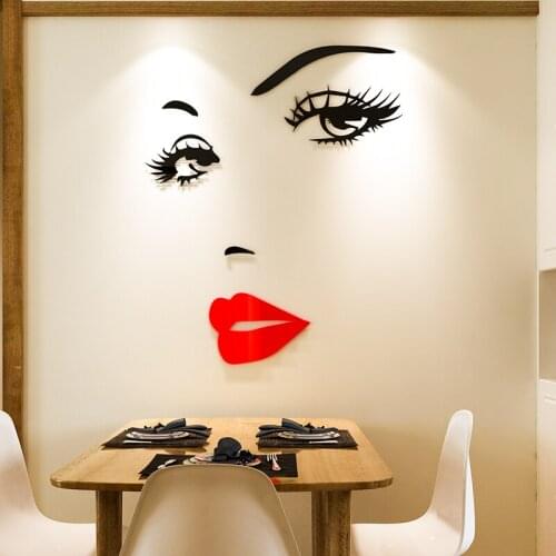 New Fashion Lady Acrylic Wall Sticker for Cloakroom Decorative 3D Wall Sticker for Bar Home Bedroom Creative Wall Mural Decals