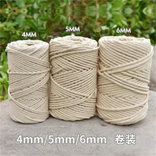 3mm 4mm 5mm 6mm Macrame Rope Twisted String Cotton Cord For DIY Home Wedding Accessories Gift Handmade Natural Beige Rope