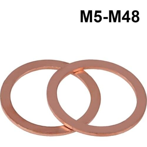 Copper Flat Washer Seal Ring Gasket M5 M6 M8 M10 M12 M14 M16 M18 M20 M22 M24 M27 M30 M33 M36 M42 M48
