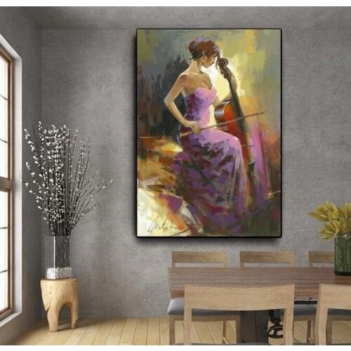 Hand Painted Great impressistPlayer Music Artwork Worth Keeping Thickness Oil Painting On Canvas For Wall Decoration