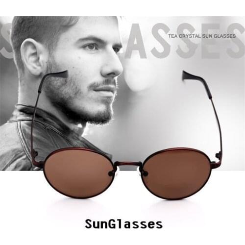 Vazrobe Unisex Glass Sunglasses Men Women Vintage Brown Natural Crystal Lens Sun Glasses for Man Retro Shades Anti Eye Dry