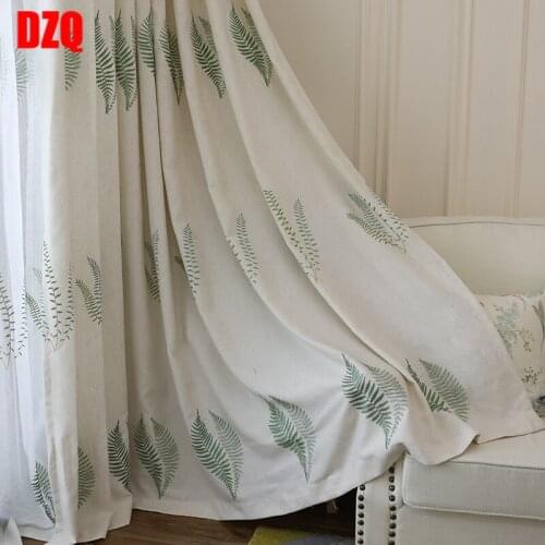 Embroidered Pastoral Country Simple and Elegant Curtains Simple Linen Curtain for Living Room Bedroom Balcony Window Curtains