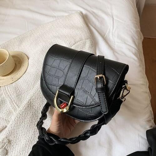 High-quality Ladies Stone Pattern Small Bag 2021 New Trendy Fashion One-shoulder Underarm Bag Korean Cross-body Saddle Bag