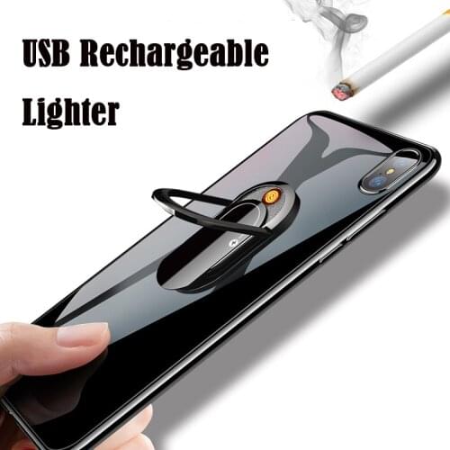 USB Electric Lighter Mobile Phone Bracket Windproof Flameless Lighter Dropship Suppliers Multi-function Smoking Accessories