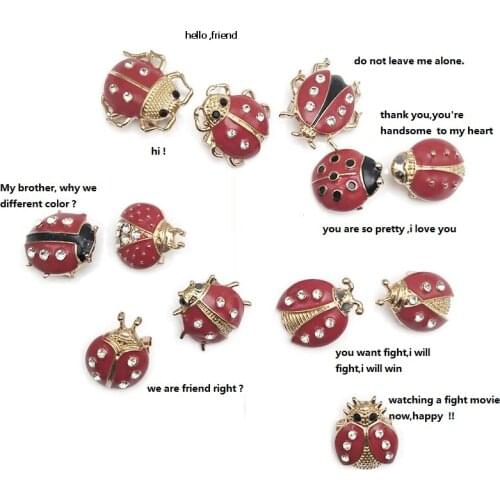 1-12 pcs Ladybug brooch for woman Crystal small cute brooches Pin for female gift brooch