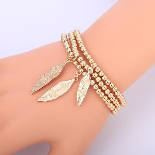 Ancient Symble Language Charm Bracelets Women Gold Color Elastic Rope Beads Bohemia Vintage Jewelry Party Gifts 2019 Wholesale