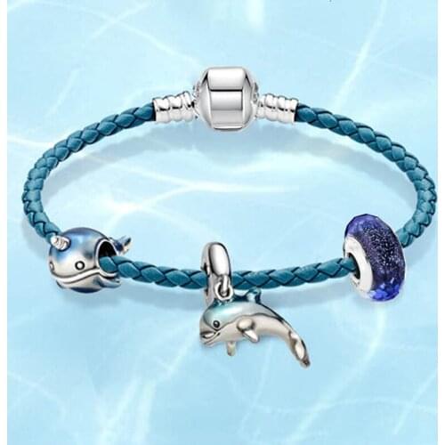 BAOPON Silver Color Tortoise Pendant Charm Bracelets For Women Fits Dolphin Beads Bracelets Bangles Lover Jewelry Gift 8 Styles