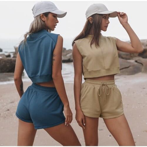 2021 womans summer shorts sets 2 piece sets womens outfits Loose solid casual vest suit casual shorts suit simplee short suits