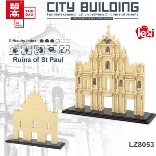 1387Pcs Ruins of St. Pauls Arch Macau China Model Building Blocks Set DIY Architecture Educational Toys for Kids Micro Bricks
