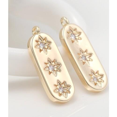14k gold plated brass zircon stars tag shape charm pendants for diy earring necklace bracelet jewelry making accessories