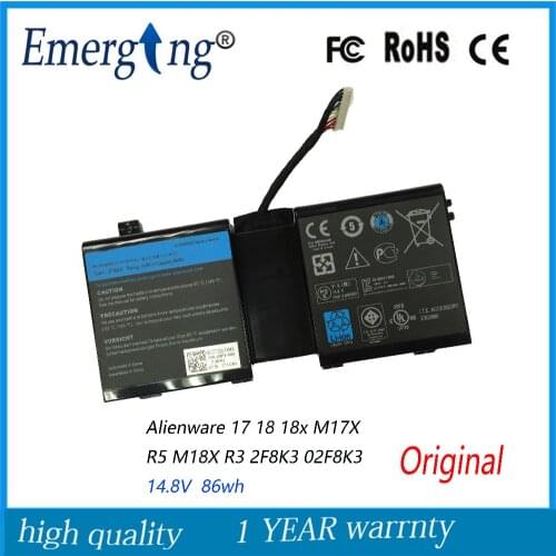14.8V 86WH New Original Laptop Battery for DELL Alienware 17 18 18x M17X R5 M18X R3 2F8K3 02F8K3