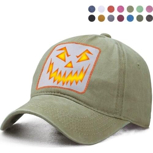 Halloween Pumpkin Face Baseball Cap Dad Trucker Solid Hat Man Gorras Boinas Sun Shade Snapback Hat Woman Ponytail Cap Casquette