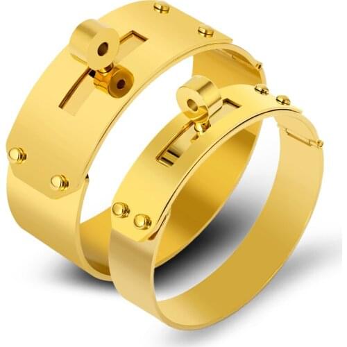 21mm/12mm Big Wide Button Bracelet & Bangle For Men Women Brand Rock Jewelry Pulseiras Stainless Steel Manchette