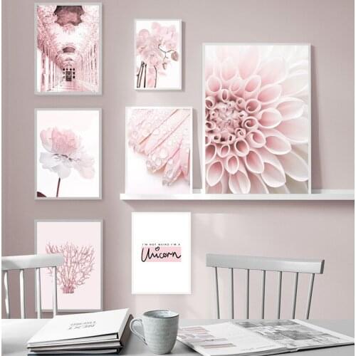 Pink Peony Flowers Ins Decorative Picture Wall Poster Canvas Painting For Living Room Bedroom Dining Room Home Decor