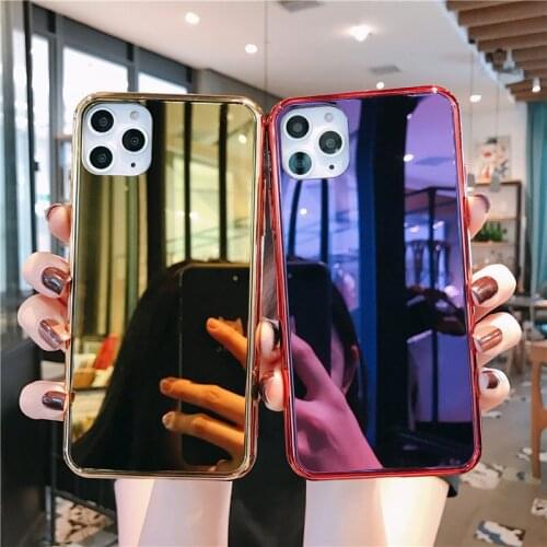 Electroplated Edge Glass Mirror IPhone 11promax Phone Case Makeup Mirror 8plus Men and Women 12 Iphone Xr Case Iphone 11 Case