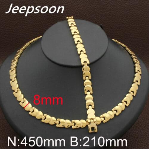 Hot Sell Wholesale Newest Fashion Stainless Steel Metal Silver and gold color Necklace And Bracelet Jewelry Set SFKFABDI
