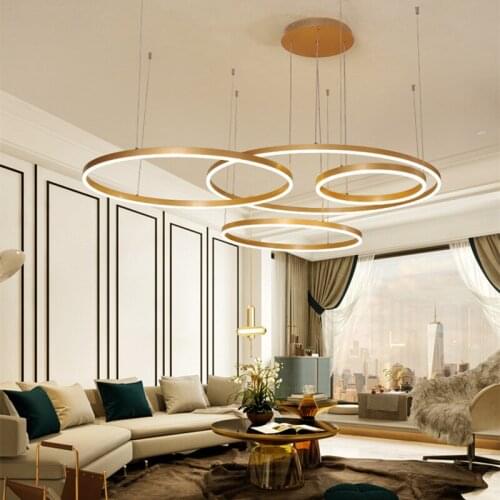 Living room chandelier post-modern household dining room lamp Nordic style hall lamp creative personality ring lamp