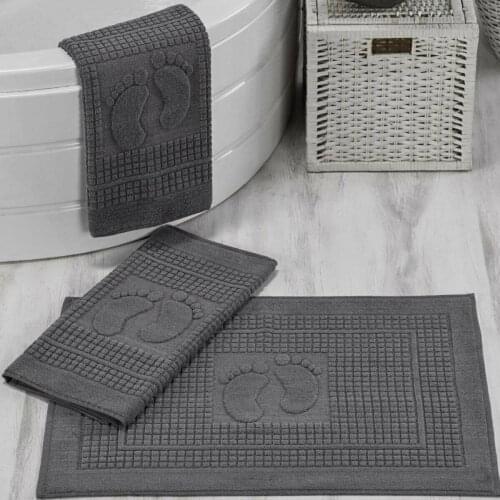 Gray dark gray pink Foot Towel-mat set 3'lü set special design soft and quality bath footprint design 3 color 50-70cm