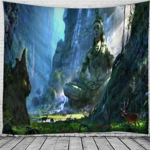 Forest Buddha 3D Print Wall Tapestry Tapestries Wall Hanging Flower Psychedelic Tapestry Wall Hanging Decor