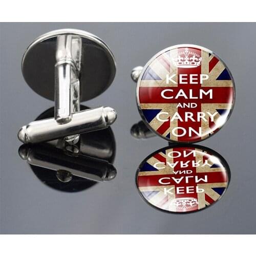 Keep Calm and Carry on Inspirational Quote Cufflinks Men Letters Print Cufflinks Suit Shirt Cuff Links Accessories