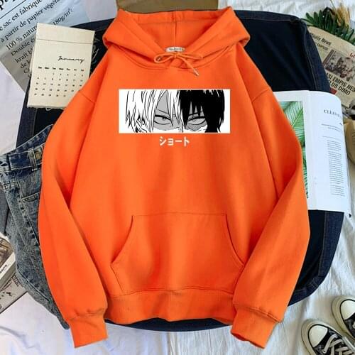 Men Hoodie Anime My Hero Academia Todoroki Shoto Printed Hoodie Male Women Oversize Streetwear Sweatshirt Round Neck Fleece Tops