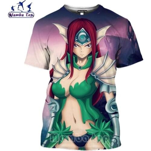 Mamba top Fairy Tail T Shirt 3D Print Cartoon O Neck Mens T-shirts Lucy Heartfilia Anime Girl Tshirt Women Funny Beach Men Tees