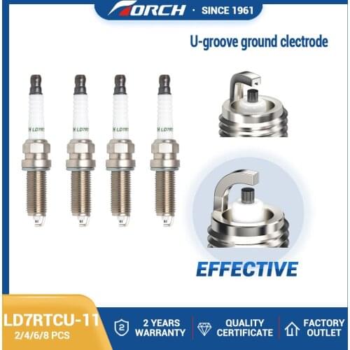 Pack of 4-8) Car Candles Power TORCH Spark Plugs LD7RTCU-11 for Toyota Nissan Honda SUBARU MAZDA U-groove Ground Clectrode