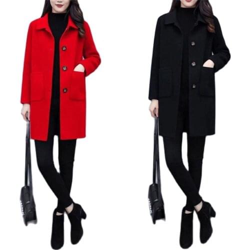Women Woolen Coat 2021 New Women Autumn And Winter Wool Overcoat Female Loose Plus Size Jacket Veste Manteau Femme A1079