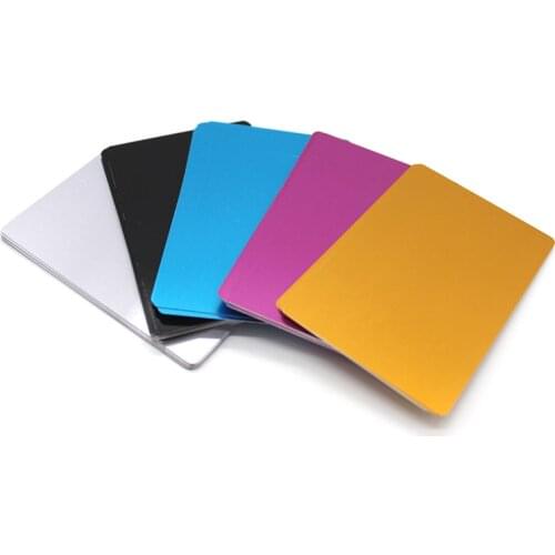 10Pcs Black Silver Aluminum Alloy Blank Metal Business Card Laser Engraved Name Letter Blanks Wallet Cards