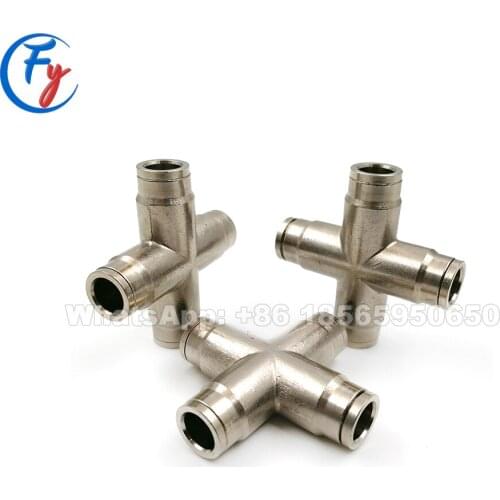 High pressure misting system slip lock fittings cross, quick plug-in connector, cross type quick connector for nylon tube
