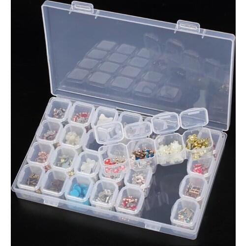 28 Slots Diamond Painting Accessory Case Diamond Embroidery Box Clear Plastic Beads Display Storage Boxes Cross Stitch Tools