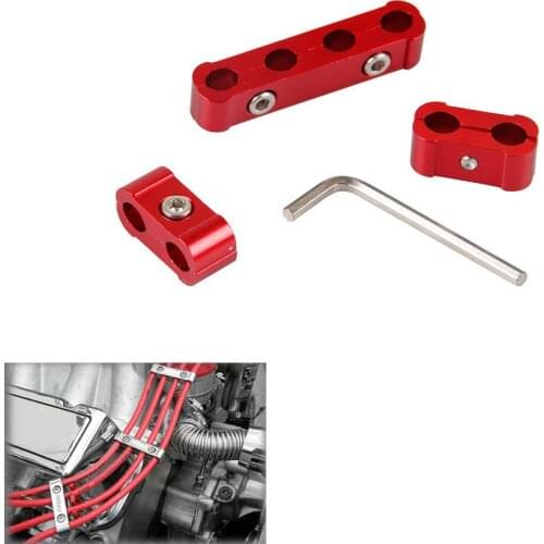 3Pcs Aluminum Engine Spark Plug Wires Separator Divider Organizer Clamp Kit Black Gold Purple Red Silver for 8/9/10mm Diameter