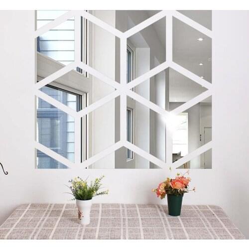 1pc 3D Mirror Wall Sticker DIY Diamonds Triangles Acrylic Wall Stickers Home Decor Living Room Decoration New Arrival Hot