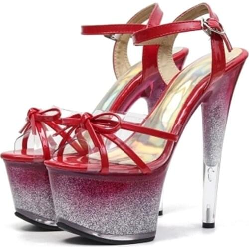 Aristocrats favorite sexy gradient Roman star style fashion sandals, aristocrats high heel 15 cm sandals