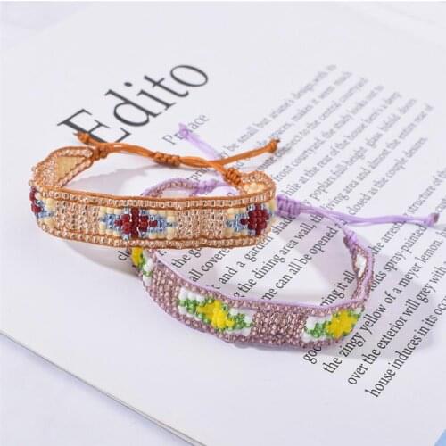 Bohemian Handmade Woven Bracelets Wristband for Women Bead Braided Bracelet Adjustable Beaded Bracelet Boho Bracelets