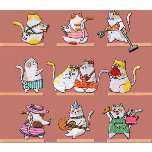 AHYONNEIX Brand Funny Family Cat patch babys clothing patches applique backpack decoration small applique cute iron on patches