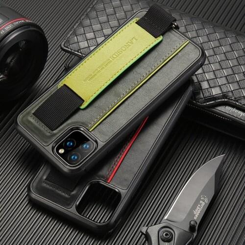 Genuine Cowhide Leather Wrist Strap Stand Outdoor Sports phone case For iPhone 11 11 Pro Max X XS Max XR 7 8 6 6s 7 Plus 8 plus