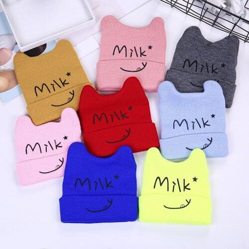 Autumn and winter new knit hat childrens hat cute ears wool hat baby hat dropship