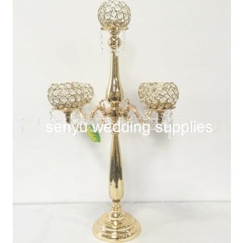 European design white wedding table 5 arms light crystal candle candelabras wholesale senyu0353