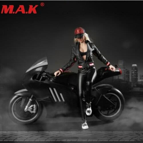 1:6 female girl sexy lady sports motorcycle bike rider clothes locomotive clothing set fit 12 inches woman action figure body