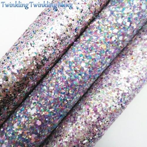 Purple Glitter Fabirc, Glitter Faux Leather Fabric, Synthetic Leather Fabric Sheets For Bow A4 8"x11"Twinkling Ming XM445