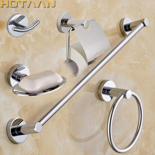 HOTAAN stainless steel Bathroom Accessories Set,Robe hook,Paper Holder,Towel Bar,Towel Ring,bathroom sets, chrome HT-810900-B