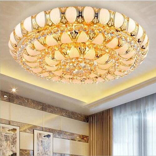 Personality modern golden round k9led ceiling lamp living room bedroom European hotel lobby project small leaf lamp LX112003