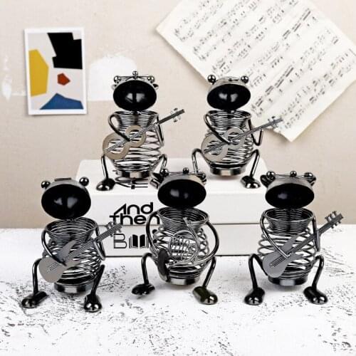 Creative Home Decor Animal Music Band Multifunction Miniature Model Pen Holder Figurine Handcrafts Metal Ornament Children Toys