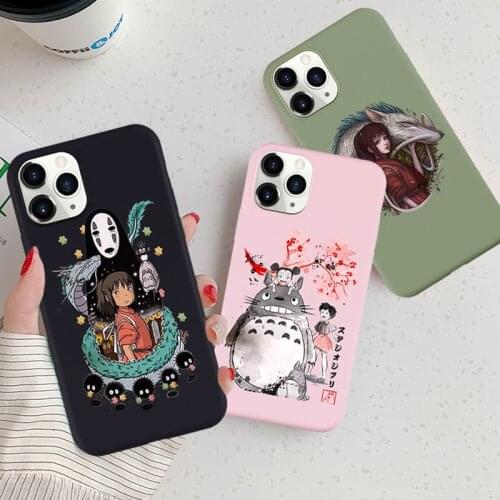 Soft Silcone Phone Case for IPhone 8 7 6 6S Plus X SE2 XR 11 12 Pro XS MAX Japan Anime Ghibli Spirited Away Totoro Cover Shell
