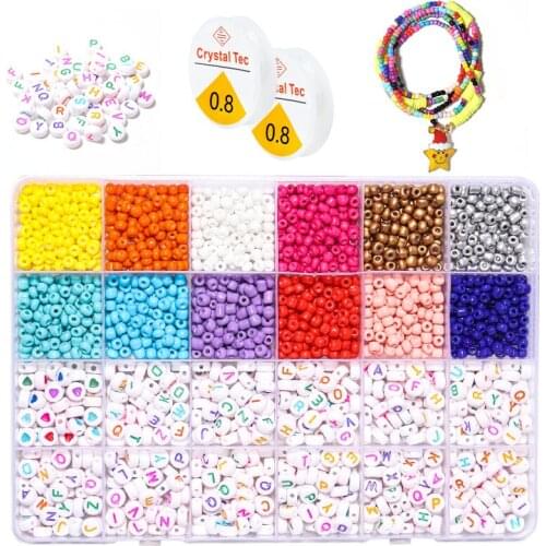 24 grids 4mm Czech Glass Seed Beads Kit Mixed Letter Beads For Jewelry Making Kits DIY Earrings Bracelet For Children Wholesale