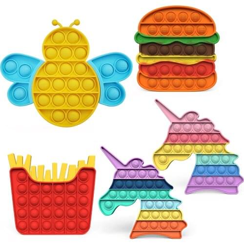 Newest Pop Fidget Toys Kit Sensory Toys Kawaii Toys For Children Adult Antistress Hamburger Pineapple Pop ite Push Bubble Toy