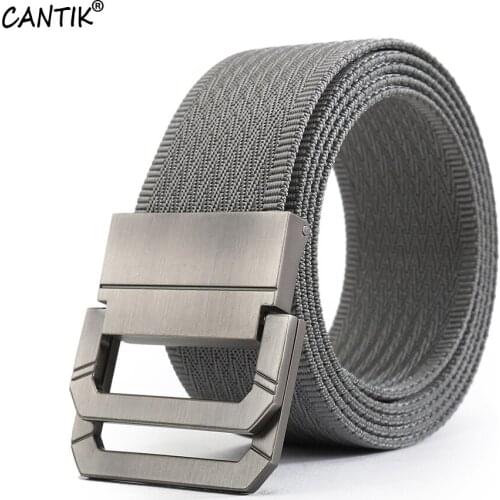 CANTIK New Fashion Design Quality Knitted Nylon Belt Double Rings Sliver Buckle Jeans Accessories for Men 3.8cm Width CBCA132
