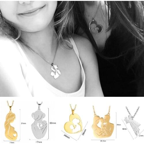 Mom Dad Baby Pendant Mother Day Necklace Stainless Steel Jewelry For Women Wife Maternal Men Family Charm Love Gifts бижутерия